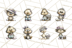 Pastel Easter Animals Watercolor Clipart, Easter PNG Product Image 3