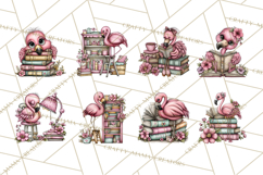 Flamingo Librarian Reading Clipart PNG Product Image 4