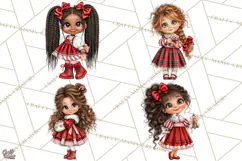 Candy Cane Christmas Girls Clipart PNG, Cute Holiday Kids Product Image 1