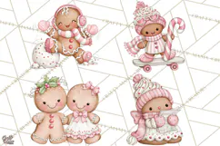 Pink Gingerbread Clipart PNG, Cute Christmas Gingerbread Product Image 1