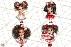 Candy Cane Christmas Girls Clipart PNG, Cute Holiday Kids Product Image 1