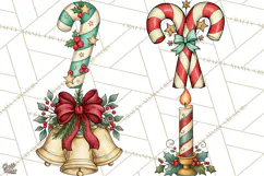 Vintage Christmas Clipart Accessories, Holiday Doodle PNG Product Image 1