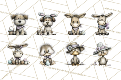 Pastel Easter Animals Watercolor Clipart, Easter PNG Product Image 5
