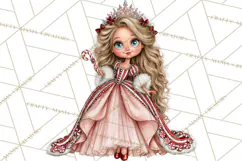 Candy Cane Christmas Girls Clipart PNG, Cute Holiday Kids Product Image 4