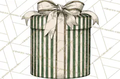 Vintage Christmas Presents Clipart, Christmas Gift Box PNG Product Image 4