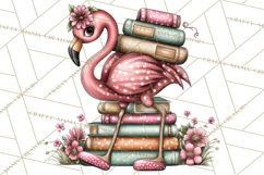 Flamingo Librarian Reading Clipart PNG Product Image 3