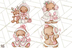 Pink Gingerbread Clipart PNG, Cute Christmas Gingerbread Product Image 1