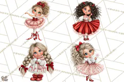 Candy Cane Christmas Girls Clipart PNG, Cute Holiday Kids Product Image 1