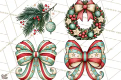 Vintage Christmas Clipart Accessories, Holiday Doodle PNG Product Image 1