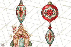 Vintage Christmas Clipart Accessories, Holiday Doodle PNG Product Image 1