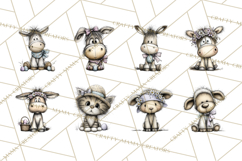 Pastel Easter Animals Watercolor Clipart, Easter PNG Product Image 7