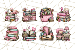 Flamingo Librarian Reading Clipart PNG Product Image 8