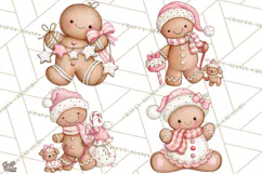 Pink Gingerbread Clipart PNG, Cute Christmas Gingerbread Product Image 1
