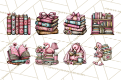 Flamingo Librarian Reading Clipart PNG Product Image 9