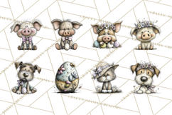 Pastel Easter Animals Watercolor Clipart, Easter PNG Product Image 9