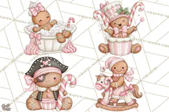Pink Gingerbread Clipart PNG, Cute Christmas Gingerbread Product Image 1