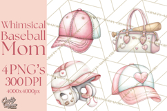 Baseball Mom Clipart PNG, Whimsical Graphics for Sports Moms Product Image 1
