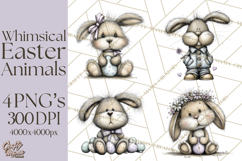 Pastel Easter Animals Watercolor Clipart, Easter PNG Product Image 1