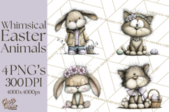 Pastel Easter Animals Watercolor Clipart, Easter PNG Product Image 1
