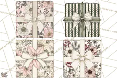 Vintage Christmas Presents Clipart, Christmas Gift Box PNG Product Image 1