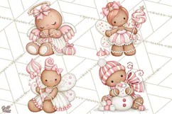 Pink Gingerbread Clipart PNG, Cute Christmas Gingerbread Product Image 1