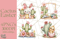Easter Cactus Clipart, Easter Bunny, Faith, Easter PNG Product Image 1