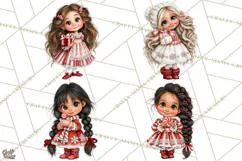 Candy Cane Christmas Girls Clipart PNG, Cute Holiday Kids Product Image 1