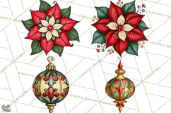 Vintage Christmas Clipart Accessories, Holiday Doodle PNG Product Image 1