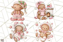 Pink Gingerbread Clipart PNG, Cute Christmas Gingerbread Product Image 1