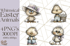 Pastel Easter Animals Watercolor Clipart, Easter PNG Product Image 1