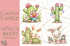 Easter Cactus Clipart, Easter Bunny, Faith, Easter PNG Product Image 1