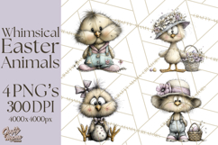 Pastel Easter Animals Watercolor Clipart, Easter PNG Product Image 1