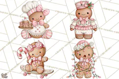 Pink Gingerbread Clipart PNG, Cute Christmas Gingerbread Product Image 1