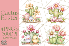 Easter Cactus Clipart, Easter Bunny, Faith, Easter PNG Product Image 1
