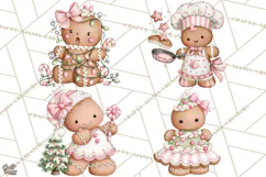 Pink Gingerbread Clipart PNG, Cute Christmas Gingerbread Product Image 1