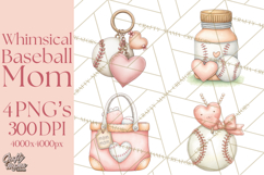 Baseball Mom Clipart PNG, Whimsical Graphics for Sports Moms Product Image 1