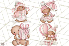 Pink Gingerbread Clipart PNG, Cute Christmas Gingerbread Product Image 1