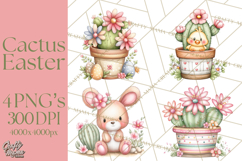 Easter Cactus Clipart, Easter Bunny, Faith, Easter PNG Product Image 1