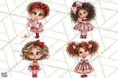Candy Cane Christmas Girls Clipart PNG, Cute Holiday Kids Product Image 1