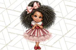 Candy Cane Christmas Girls Clipart PNG, Cute Holiday Kids Product Image 5