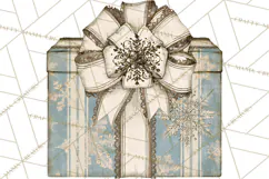 Vintage Christmas Presents Clipart, Christmas Gift Box PNG Product Image 5
