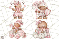 Pink Gingerbread Clipart PNG, Cute Christmas Gingerbread Product Image 1