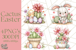 Easter Cactus Clipart, Easter Bunny, Faith, Easter PNG Product Image 1