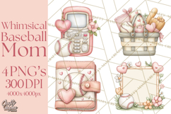 Baseball Mom Clipart PNG, Whimsical Graphics for Sports Moms Product Image 1