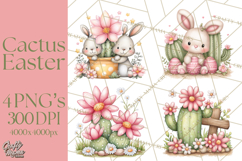 Easter Cactus Clipart, Easter Bunny, Faith, Easter PNG Product Image 1
