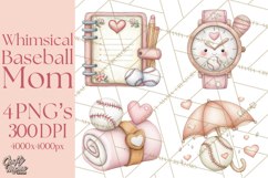 Baseball Mom Clipart PNG, Whimsical Graphics for Sports Moms Product Image 1