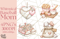 Baseball Mom Clipart PNG, Whimsical Graphics for Sports Moms Product Image 1