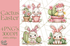 Easter Cactus Clipart, Easter Bunny, Faith, Easter PNG Product Image 1