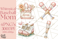 Baseball Mom Clipart PNG, Whimsical Graphics for Sports Moms Product Image 1