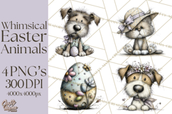 Pastel Easter Animals Watercolor Clipart, Easter PNG Product Image 1